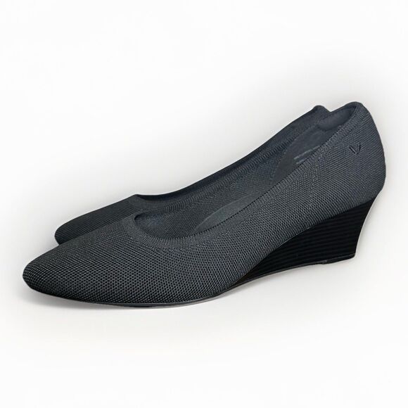 Vivaia Almond-Toe Wedge Pro Black‎ Heels Pumps Shoes Women's US 11 EU 43 - Picture 1 of 13